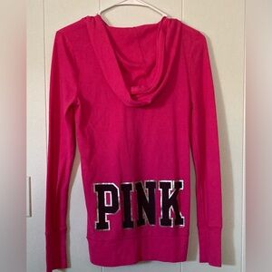Victoria's Secret SZ M Pink Long Sleeve Hoodie buttons, pocket.